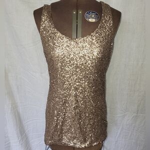 Guess Bronze Sequin Tank Top Size Medium